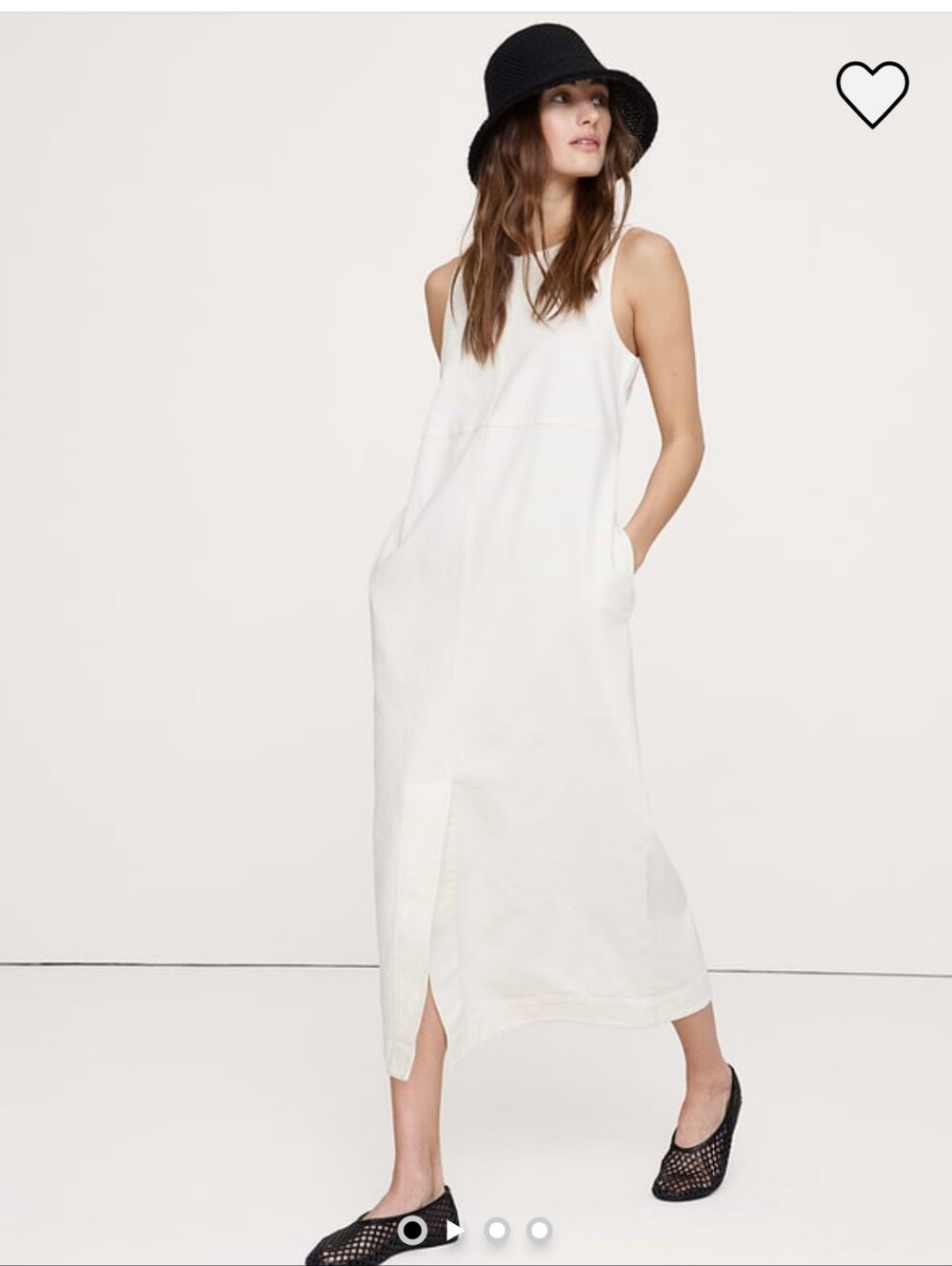 Banana Republic Sleeveless White Midi Tank Dress with Side Slit